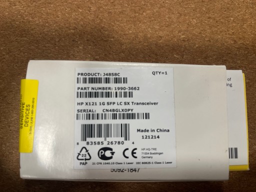 Moduł HPE ProCurve Gigabit-SX-LC Mini-GBIC J4858C