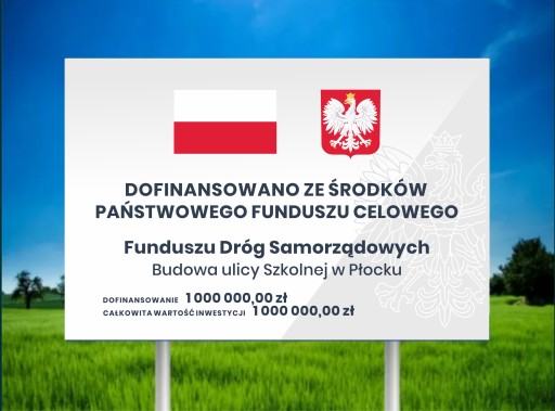 Tablica informacyjna FUNDUSZ DRÓG 120x80 ALU 3mm