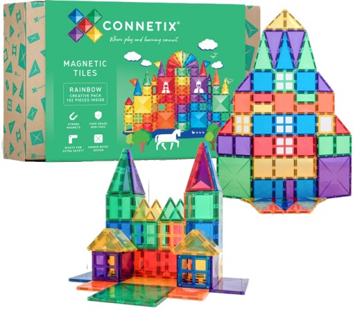 CONNETIX KLOCKI MAGNETYCZNE RAINBOW CREATIVE PACK 102 KOLOROWE ELEMENTY