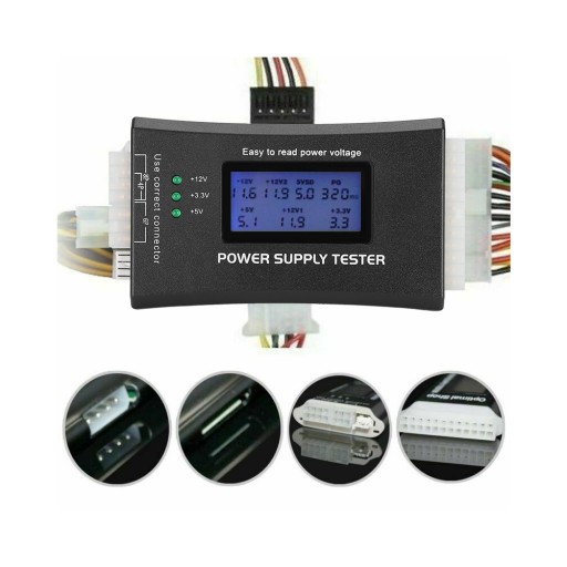 CYFROWY TESTER ZASILANIA LCD ATX 20/24 4/6/8 PIN