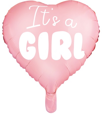 BALON foliowy SERCE BABY SHOWER It's a girl 45cm