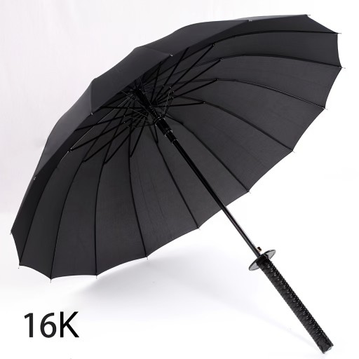1 szt. Czarny prosty parasol w kształcie miecza, kreatywny parasol z 24 żebrami