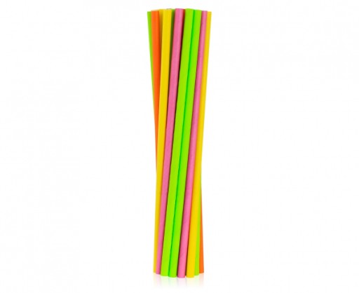 SŁOMKI PAPIEROWE FLUOR MIX WIELOKOLOROWY 24 SZT.