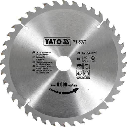 TARCZA WIDIOWA DO DREWNA 250x30mm 40 ZĘBÓW YATO