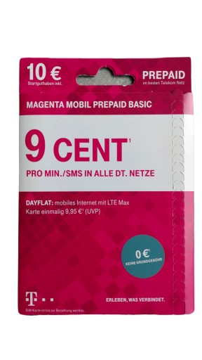 Karta Sim Niemcy Starter T-mobile Magenta 10€ na start, działa w Szwajcarii