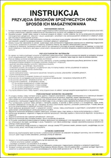 INSTRUKCJA PRZYJĘCIA ŚRODKÓW SPOŻYWCZYCH ORAZ SPOSÓB ICH MAGAZYNOWANIA PCV