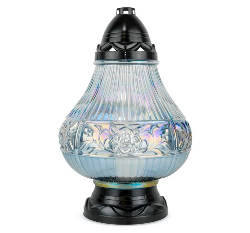 Znicz Artystyczny 33 cm Czarny DP742 Duży Znicz Szklany Lampion z Wkładem