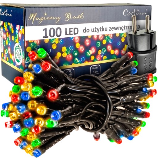 LAMPKI CHOINKOWE 100 LED MULTI KOLOROWE ZEWNĘTRZNE ŚWIATEŁKA ŚWIĄTECZNE