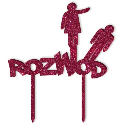 dekoracja NA TORT topper ROZWÓD różowy ROZWÓDKA
