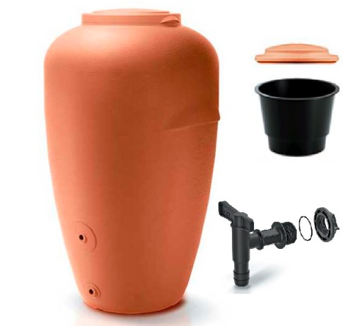 Zbiornik na deszczówkę 440L beczka AQUACAN ceglasta 440 litrów + KRANIK