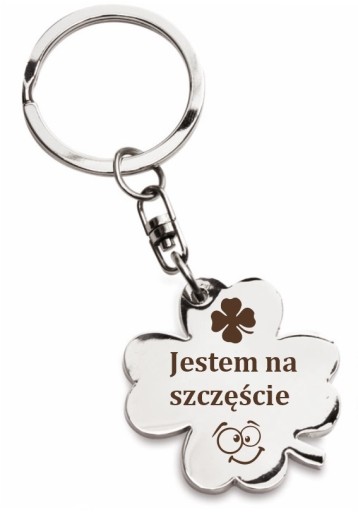 Brelok koniczynka LUCK grawer NA SZCZĘŚCIE