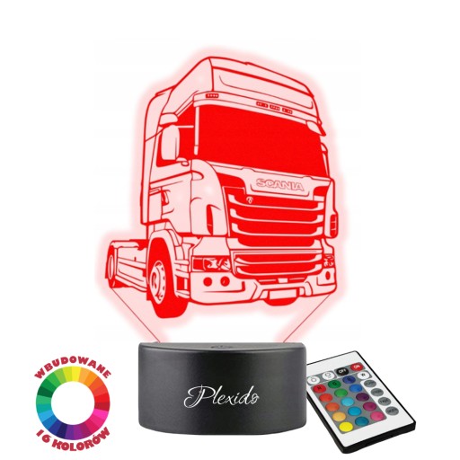 Lampka Nocna z Imieniem Ciężarówka Scania 3D Led