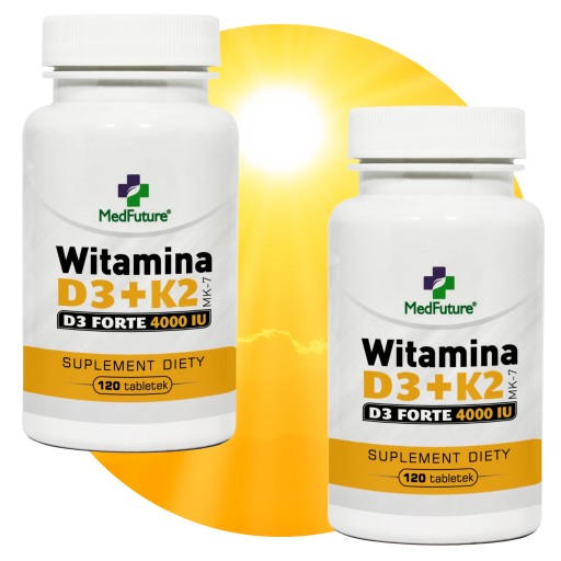 Witamina D3 + K2 MK-7 Forte 4000IU 240 tabletek ODPORNOŚĆ - 2 opakowania