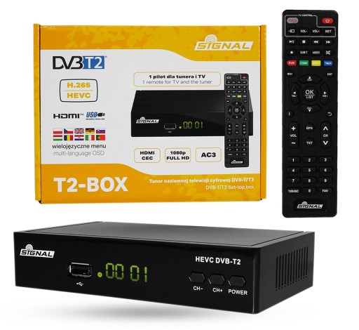 Tuner DVB-T2 HEVC dekoder H.265 PVR T2-BOX Signal