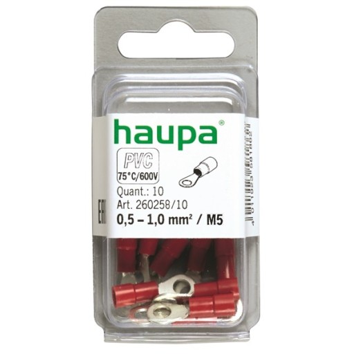 Końcówka oczkowa izolowana 0,5-1,0mm/M5 Haupa 10 szt.