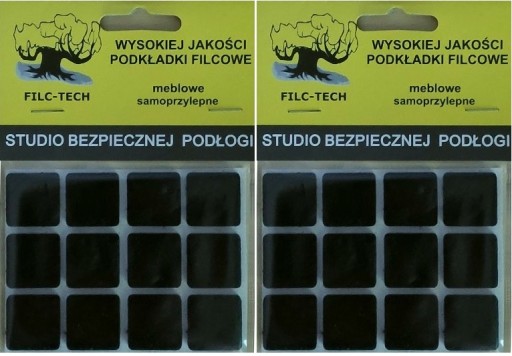 PODKŁADKI FILCOWE 20x20mm CZARNE FILC POD MEBLE KRZESŁA STOŁKI ZESTAW 24szt