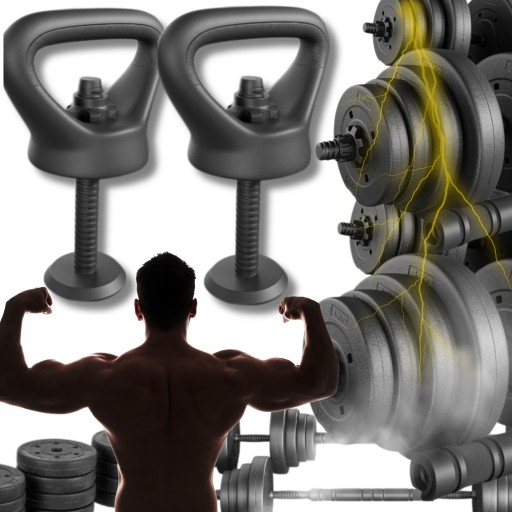 ZESTAW Hantle 40kg 2x20kg sztanga + kettlebell zaciski