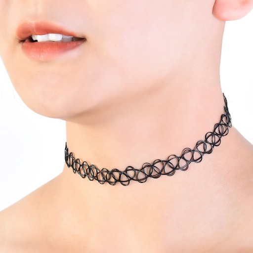 CHOKER NA SZYJE KLASYCZNY Czarny GOTYCKI NASZYJNIK Gothic CH12