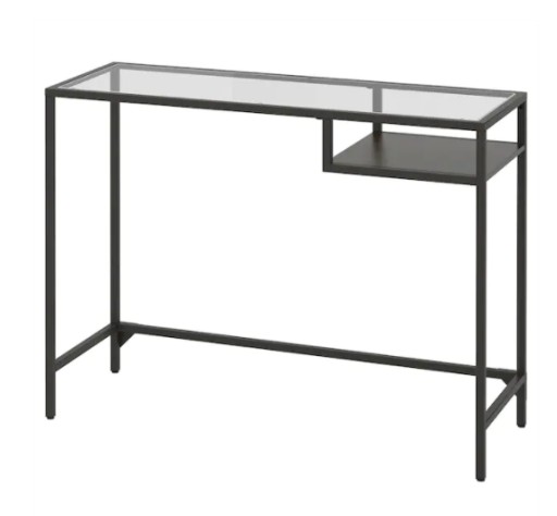 IKEA VITTSJO Stolik na laptop, czarnobrąz/szkło