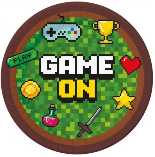 TALERZYKI URODZINOWE PAPIEROWE MINECRAFT GAME ON PIKSEL URODZINY 6szt