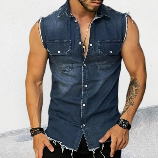 2023 Spring Summmer New Mens Denim Vest Ripped Jea