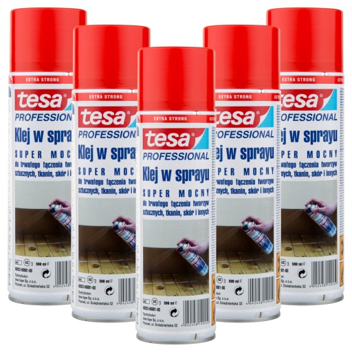 TESA Klej w sprayu spreju tapicerski 500 ml x 5