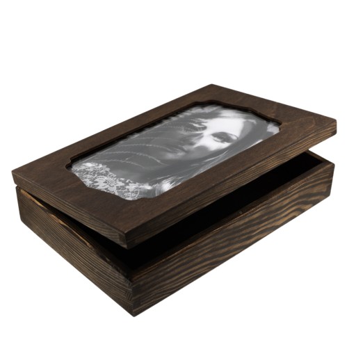 Drewniane pudełko na odbitki 15x23 15x21 z szybką