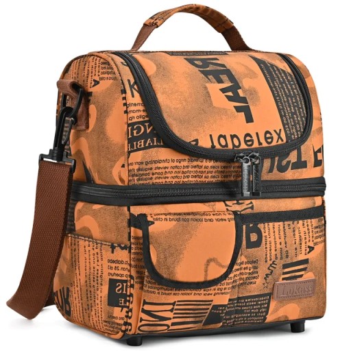 LOKASS Lunch Bags Large Cooler Tote Bag with Removable Shoulder Strap Wide