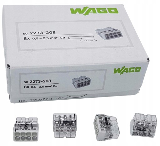 WAGO 2273-208 Szybkozłączka Drut 8x0,5-2,5mm² 50