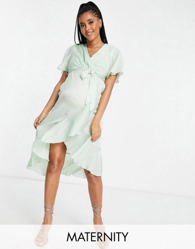MATERNITY SUKIENKA MIDI Z WIĄZANIEM M 623