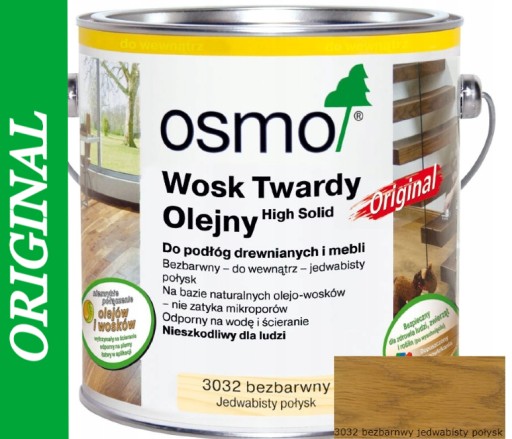 Wosk Twardy Olejny Bezbarwny J.P. OSMO 2,5L 3032