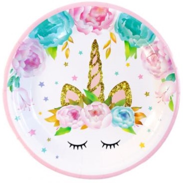 Talerzyki Papierowe JEDNOROŻEC Unicorn Urodziny Party 18cm 6szt.