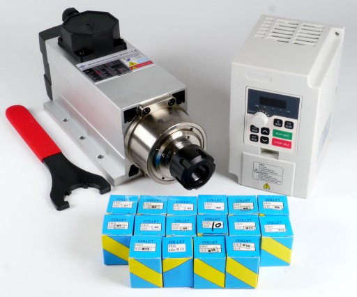 Elektrowrzeciono 3,5kw 400V ER25 łoż. ceramiczne + Falownik + tuleje ER25