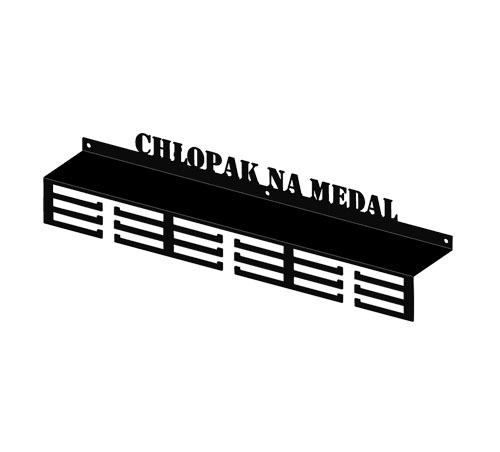 Wieszak ścienny na medale z półką na puchary CHŁOPAK NA MEDAL 60 cm