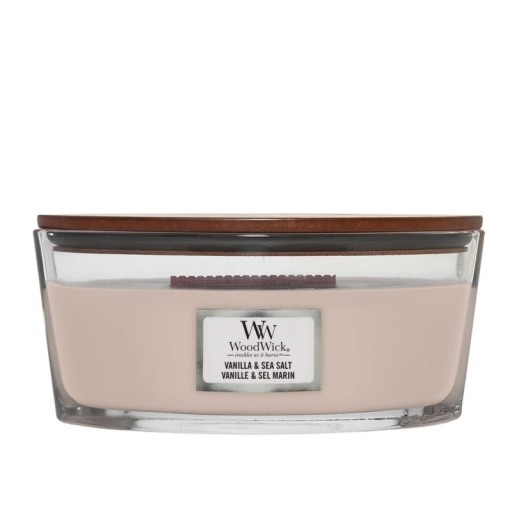Świeca zapachowa elipsa Woodwick sojowa - 453,6g Vanilla & Sea Salt