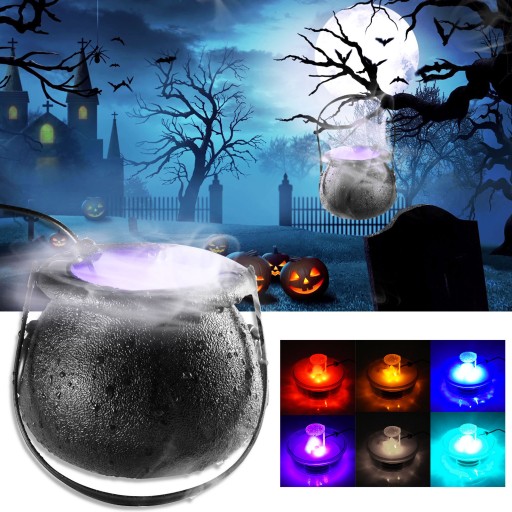 Halloweenowy generator mgły kotle wiedźmy RGB LED