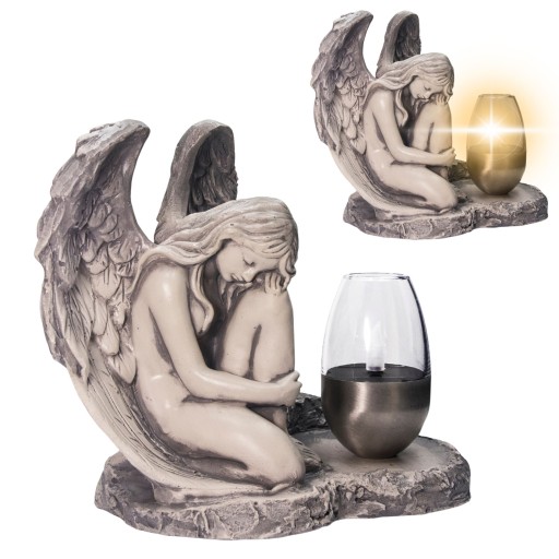 ZNICZ GIPSOWA FIGURKA NAGROBNA LAMPA SOLARNA LED