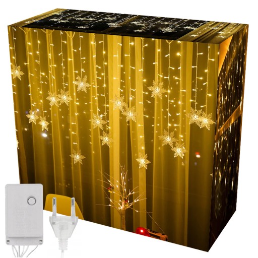 3,5M LAMPKI SOPLE KURTYNA ŚWIETLNA LED GIRLANDA PŁATKA ŚNIEGU
