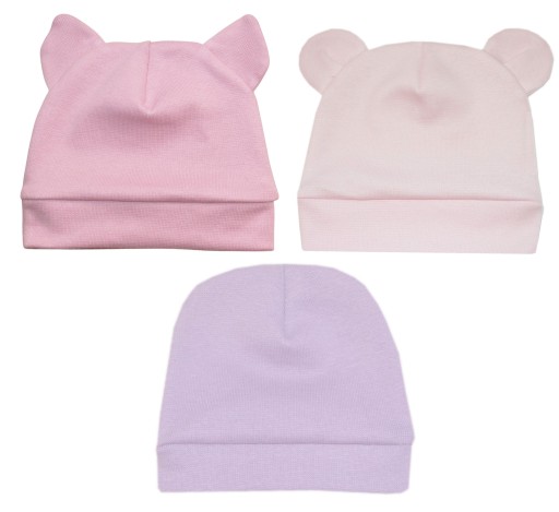 czapki noworodek 35-38cm 0-3m zestaw 3 sztuk