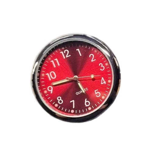 Zegarek do Auta Dekoracjny Samochodowy Analog QUARTZ Chrom Czerwony Red PL