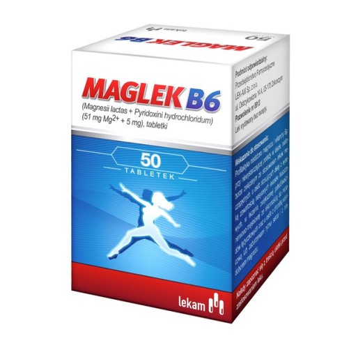 MAGLEK B6 mleczan Magnez Łatwoprzyswajalny 50 tabl