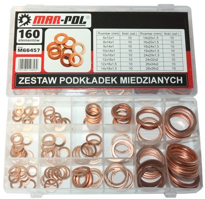 ZESTAW PODKŁADEK MIEDZIANYCH 160EL