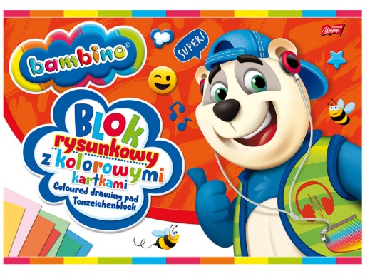Blok rysunkowy BAMBINO 16 kolorowych kartek A4