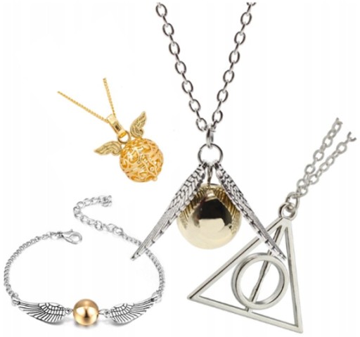 ZESTAW HARRY POTTER INSYGNIA ZNICZ ZŁOTY 4 SZT
