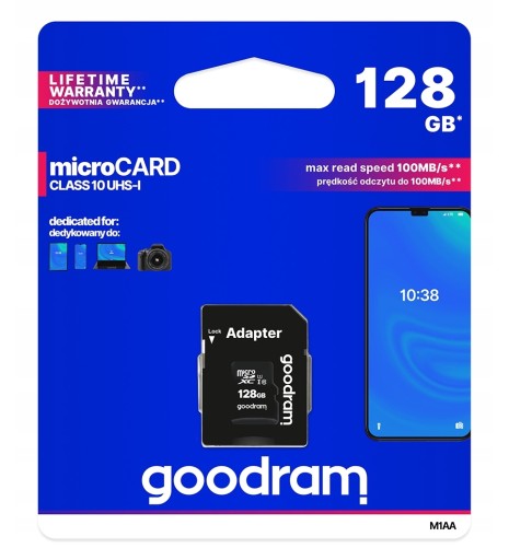 GOODRAM KARTA MICROSD 128GB MICRO CL10 ADAPTER SD