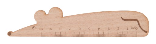 Cienka lekka drewniana linijka piesek myszka 10cm