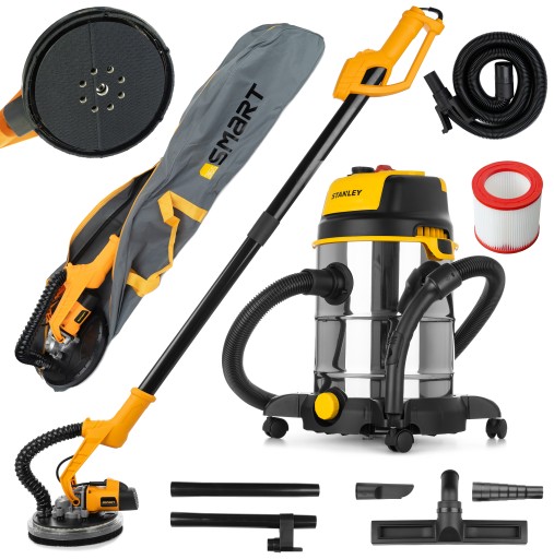 STANLEY odkurzacz budowlany gniazdo 1600W 30l + szlifierka żyrafa do gipsu