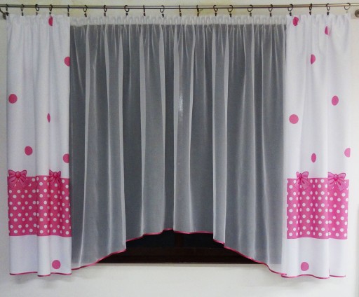 MG ZASŁONKA KOKARDKI róż z taśmą 75X155CM 1SZT