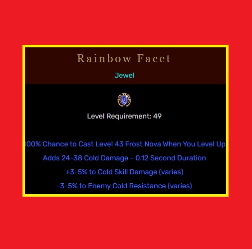 D2R Diablo 2 Resurrected Nowy Ladder Cold Rainbow Facet
