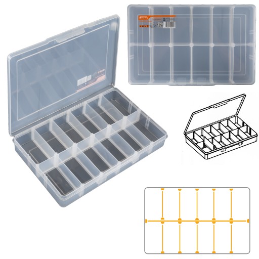 Pudełko plastikowe organizer na drobiazgi 12 sekcji 31x20 cm TACTIX
